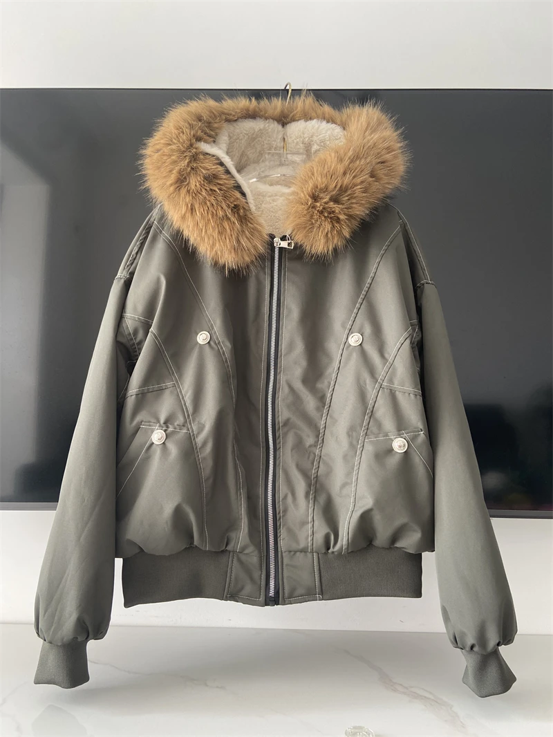 ZAROY Fur Collar Hooded Parkas Y2k Harajuku Thicken Padded Jackets Casual Zipper Gothic Women&Men Winter Coats Streetwear кур