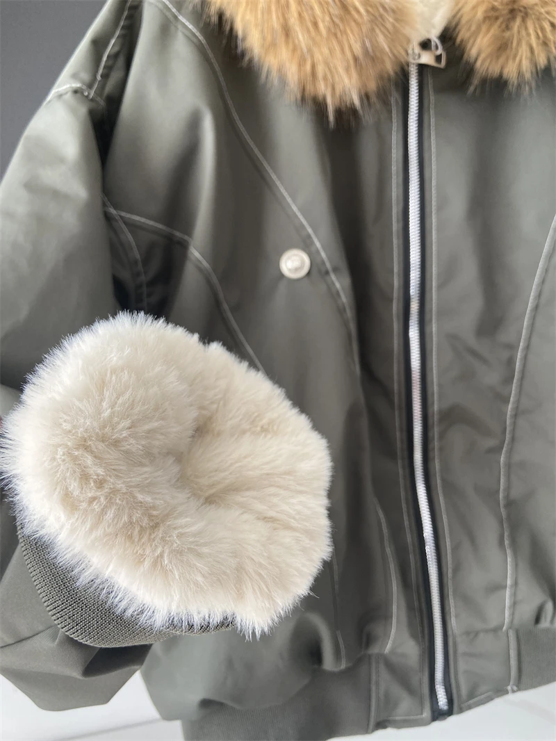 ZAROY Fur Collar Hooded Parkas Y2k Harajuku Thicken Padded Jackets Casual Zipper Gothic Women&Men Winter Coats Streetwear кур
