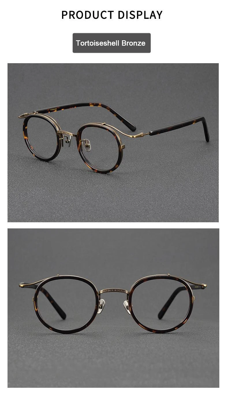 Brand Same Design Retro Round Designer Eyewear Fashion Trend High Quality Titanium Acetate Eyeglasses Luxury Ultralight Glasses