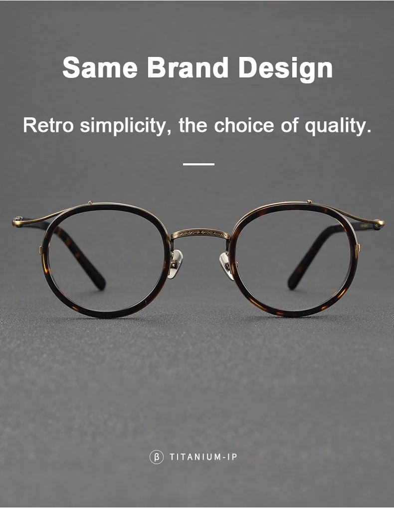 Brand Same Design Retro Round Designer Eyewear Fashion Trend High Quality Titanium Acetate Eyeglasses Luxury Ultralight Glasses