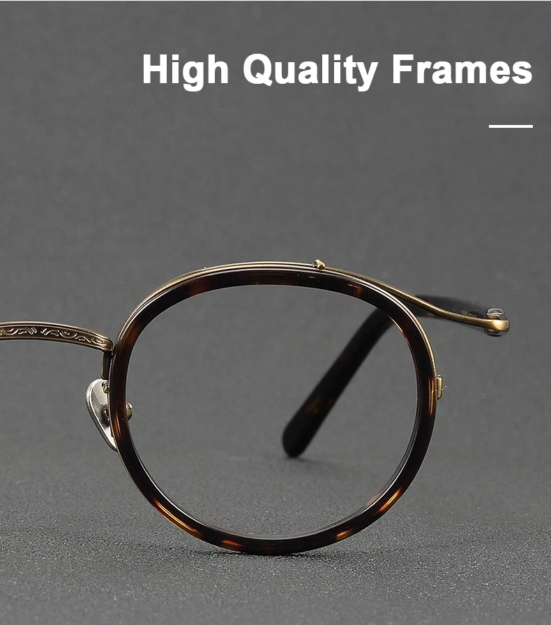Brand Same Design Retro Round Designer Eyewear Fashion Trend High Quality Titanium Acetate Eyeglasses Luxury Ultralight Glasses