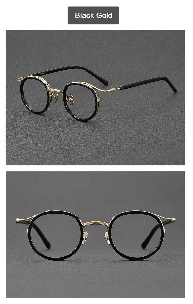 Brand Same Design Retro Round Designer Eyewear Fashion Trend High Quality Titanium Acetate Eyeglasses Luxury Ultralight Glasses