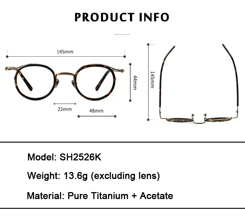Brand Same Design Retro Round Designer Eyewear Fashion Trend High Quality Titanium Acetate Eyeglasses Luxury Ultralight Glasses