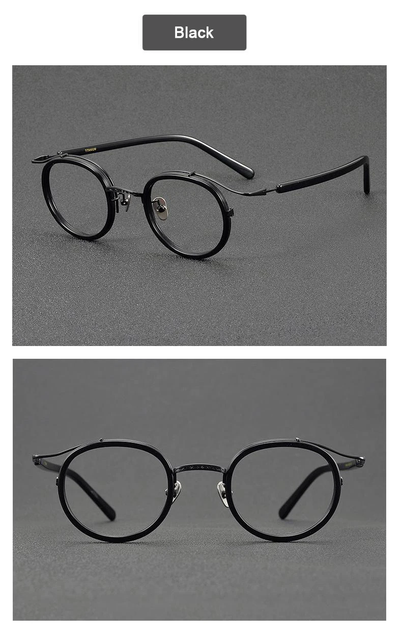 Brand Same Design Retro Round Designer Eyewear Fashion Trend High Quality Titanium Acetate Eyeglasses Luxury Ultralight Glasses