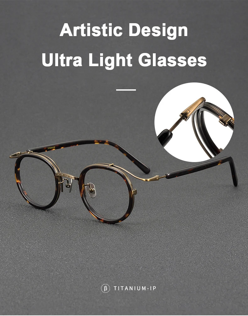 Brand Same Design Retro Round Designer Eyewear Fashion Trend High Quality Titanium Acetate Eyeglasses Luxury Ultralight Glasses