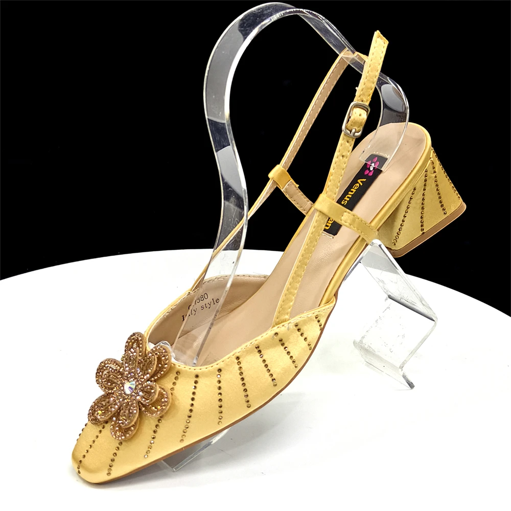 Venus Chan Italian Fashion Women's Elegant Orange Heels & Rhinestone Clutch Bag Set – Perfect for Parties and Special Occasions