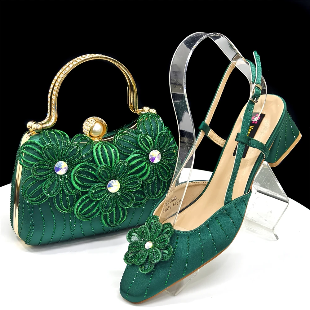 Venus Chan Italian Fashion Women's Elegant Orange Heels & Rhinestone Clutch Bag Set – Perfect for Parties and Special Occasions