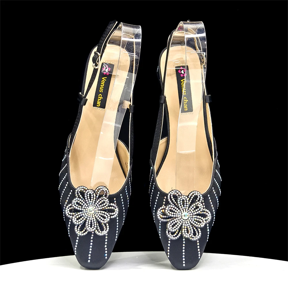 Venus Chan Italian Fashion Women's Elegant Orange Heels & Rhinestone Clutch Bag Set – Perfect for Parties and Special Occasions