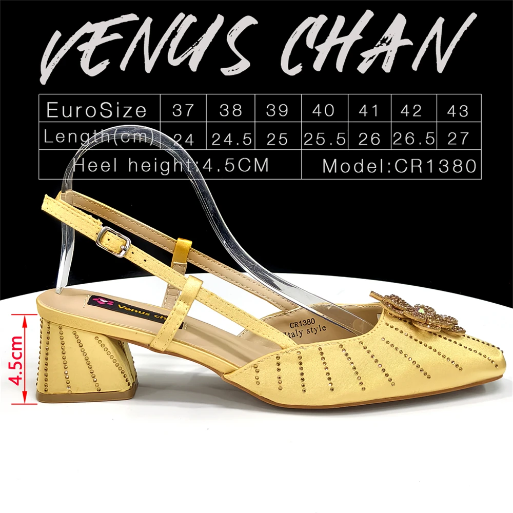 Venus Chan Italian Fashion Women's Elegant Orange Heels & Rhinestone Clutch Bag Set – Perfect for Parties and Special Occasions