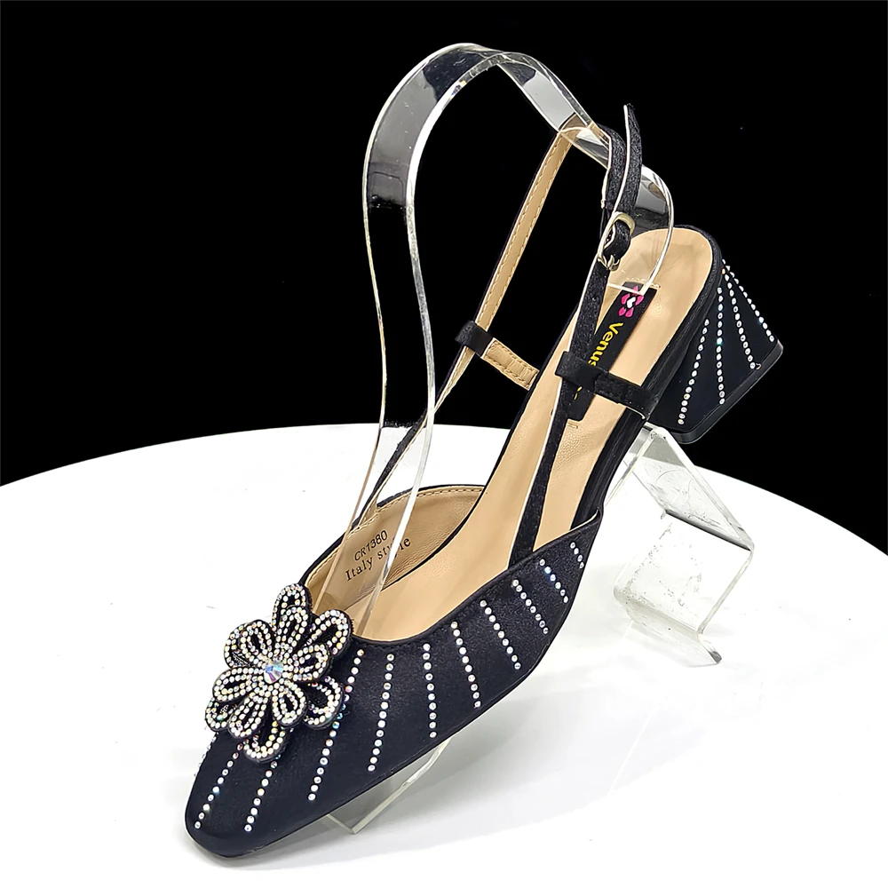 Venus Chan Italian Fashion Women's Elegant Orange Heels & Rhinestone Clutch Bag Set – Perfect for Parties and Special Occasions