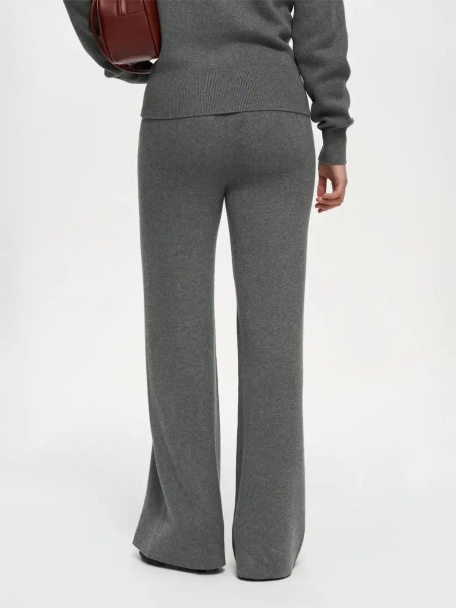 Bornladies Women's New Autumn Winter Knit Cardigan Pants Set Slim Fit Long Sleeve Long Trousers Simple Solid Color Sweater Suit