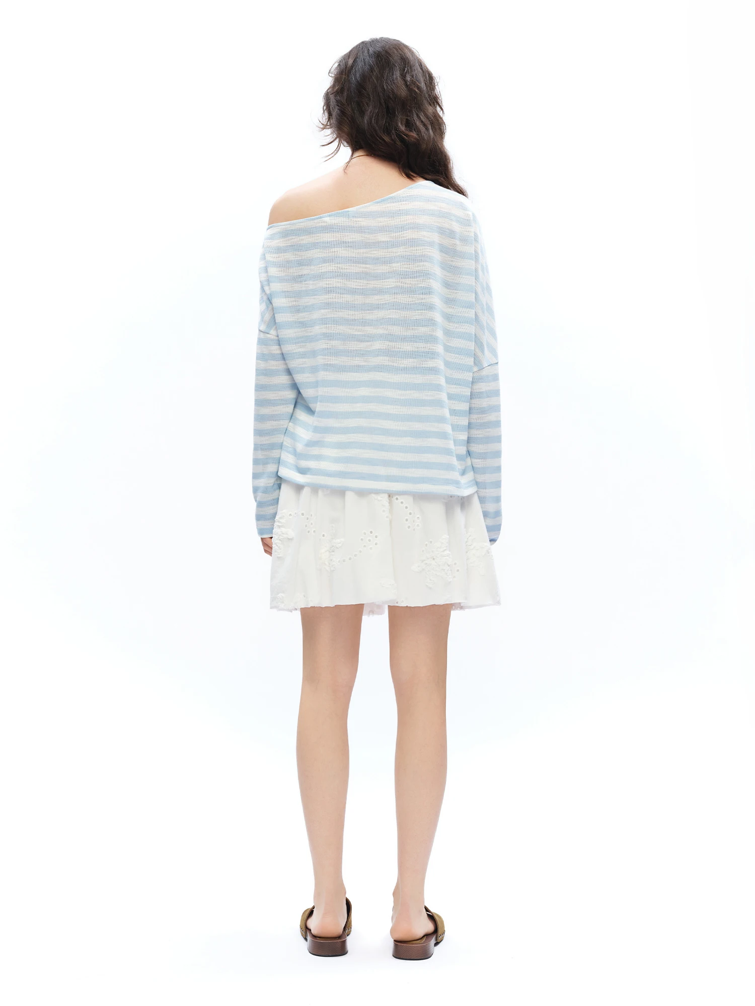 DUSHU 2026 Summer Women‘s One Shoulder Striped T-Shirt Relaxed Fit Asymmetric Top for Effortless Chic Urban Style Size Inclusive