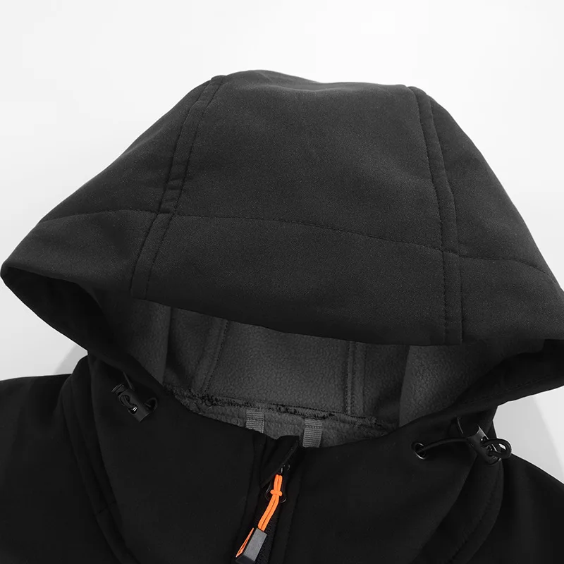 Men's Hooded Softshell Jacket Waterproof Lightweight Insulated Windbreaker Fleece Lined Rain Shell Jacket for Hiking Camping