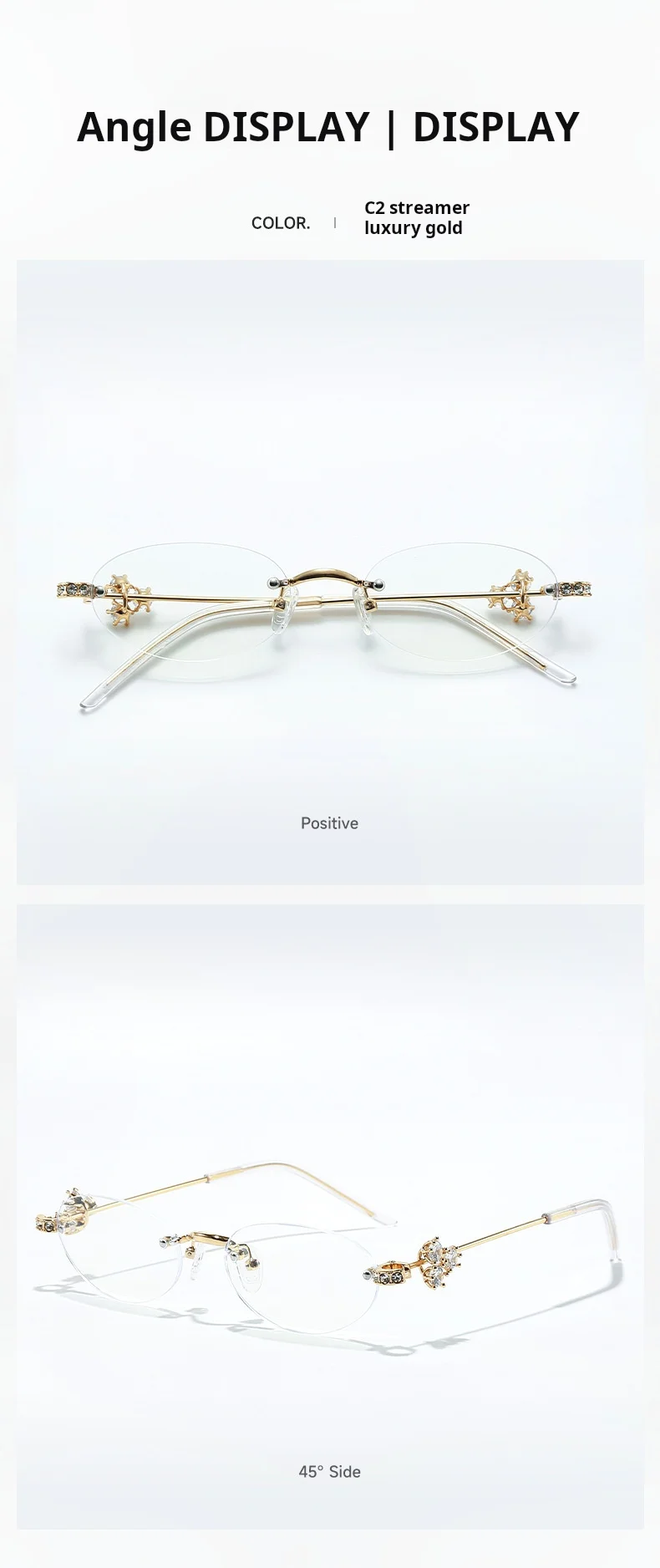 MOMOJA Women Luxury Small Oval Eyeglasses Frame Rimless Eyewear Frame Ultra Light High Quality Alloy Prescription Glasses 0803