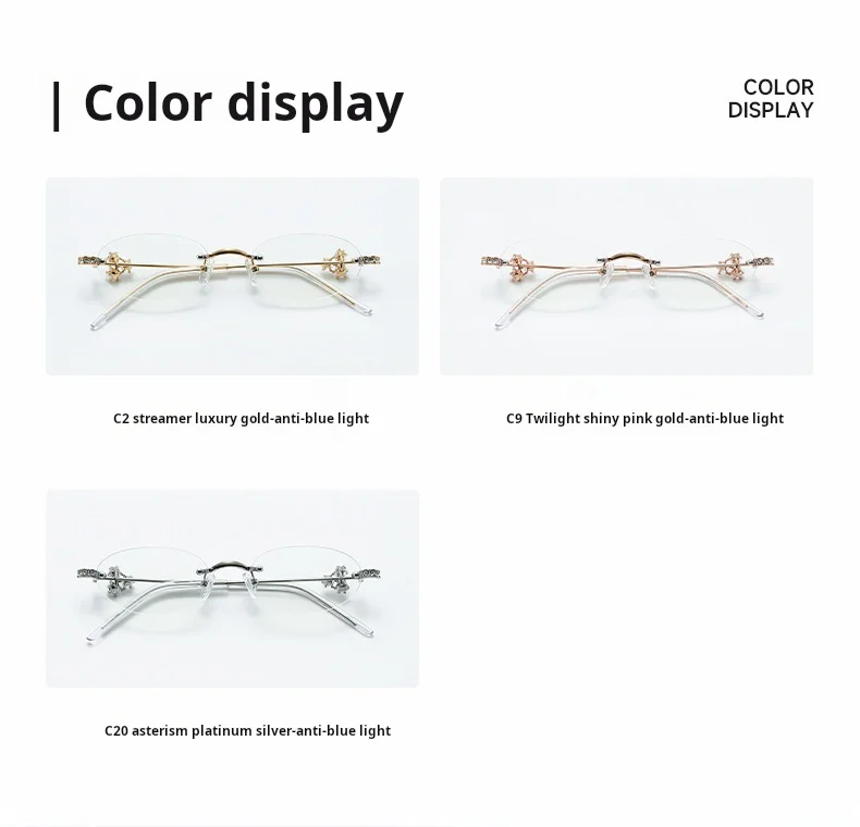 MOMOJA Women Luxury Small Oval Eyeglasses Frame Rimless Eyewear Frame Ultra Light High Quality Alloy Prescription Glasses 0803