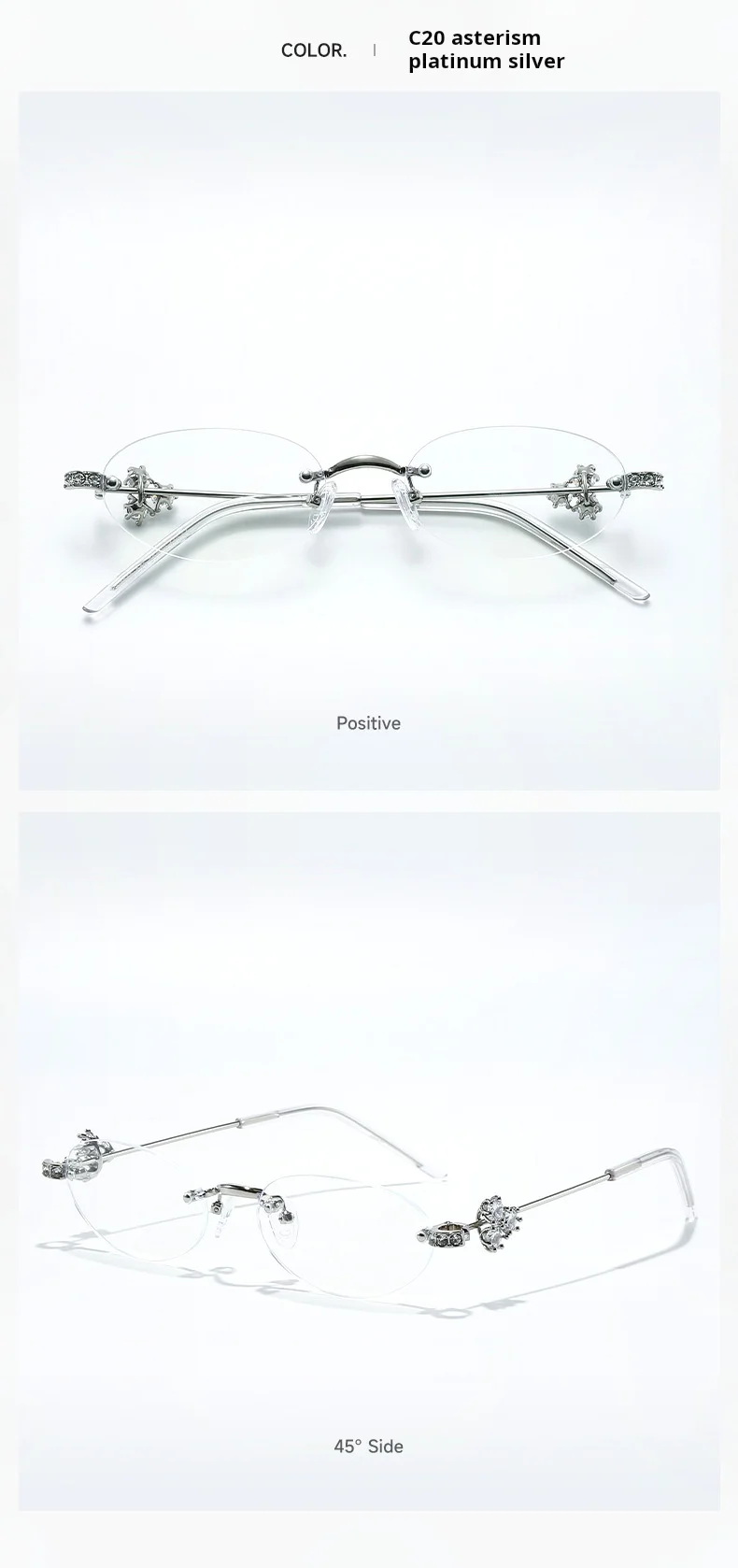 MOMOJA Women Luxury Small Oval Eyeglasses Frame Rimless Eyewear Frame Ultra Light High Quality Alloy Prescription Glasses 0803