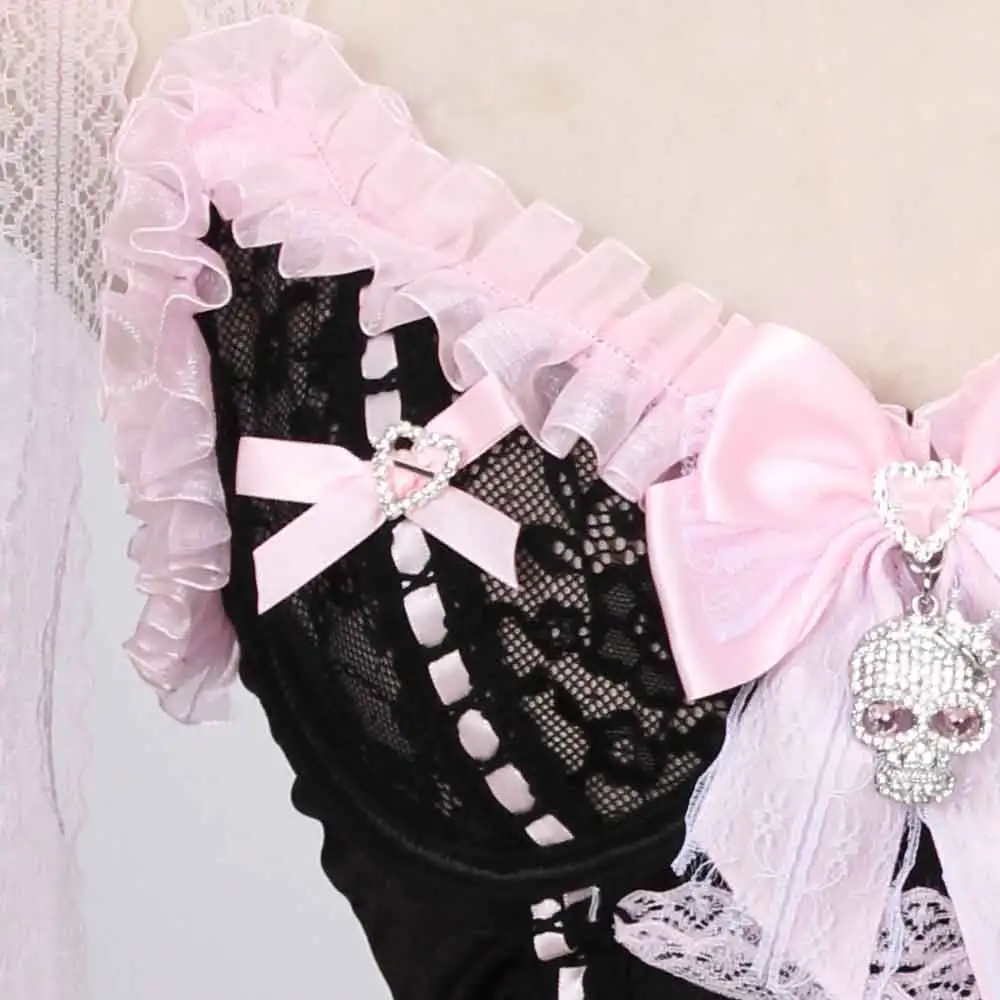 Pastel Goth Y2K Pink Tops for Women Gothic Punk Rock Vkei Grunge Emo Gyaru Corset Gothic Lolita Clothing 2000s 90s Scene Core