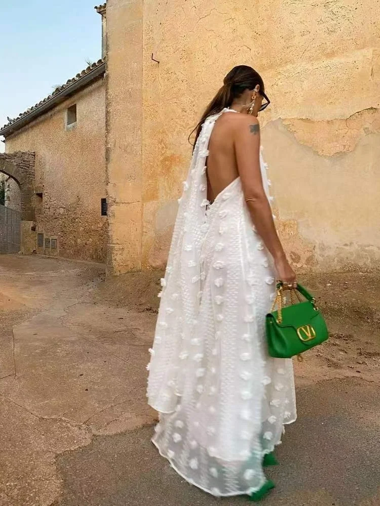 Wmstar Long Dresses Women Wholesale Deep V Neck Solid Loose Sleeveless New in Summer Holiday Floral Dress Drop Shopping 2025