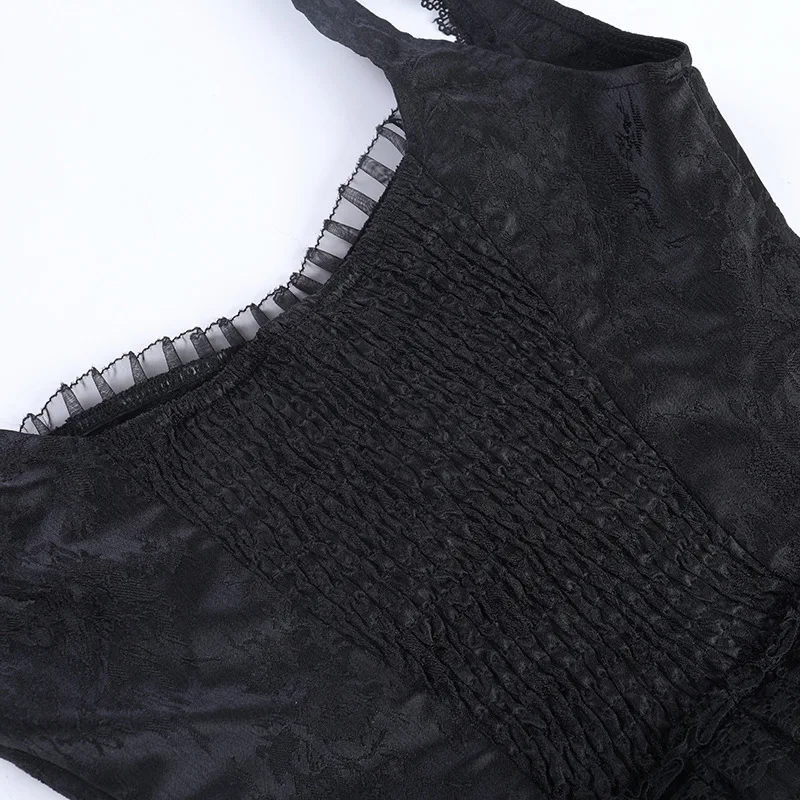 AltGoth Gothic Dark Y2k Vest Women Halloween Streetwear Hotsweet Lace Patchwork High Waist Bandage Cross Halter Crop Tank Tops
