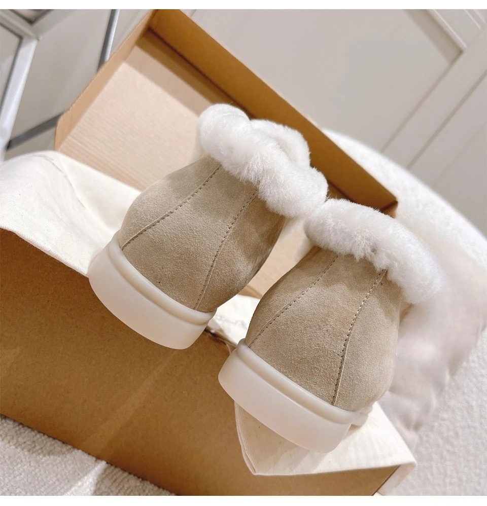 Fur Loafers Flat Shoes Women's Suede Slippers 2026 Quality Casual Shoes Women's Winter Wool Snow Boots