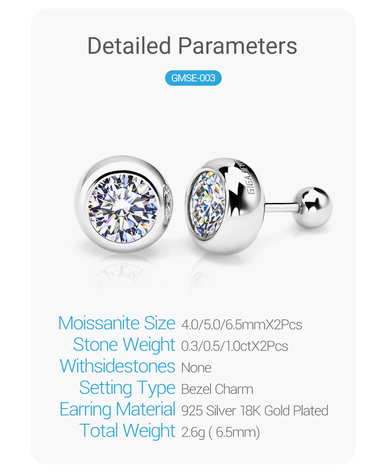 GIGAJEWE Bubble Earrings Moissanite White D Color VVS1 S925 Silver 18K Gold Plated Diamond Test Passed Jewelry Woman Wife Gift