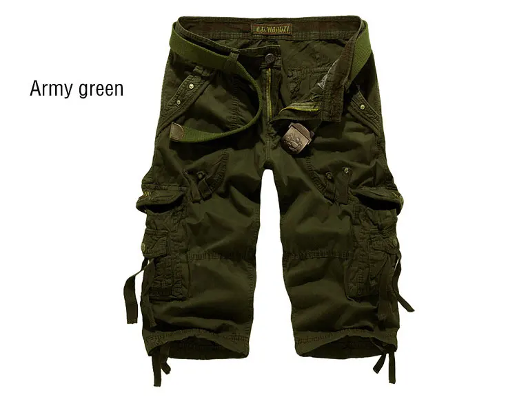 Summer Pure Cotton Men's Cropped Pants Oversized Casual Shorts Multi Pocket Tooling Capri Pants Men Cargo Pant AF5820