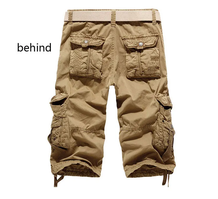 Summer Pure Cotton Men's Cropped Pants Oversized Casual Shorts Multi Pocket Tooling Capri Pants Men Cargo Pant AF5820