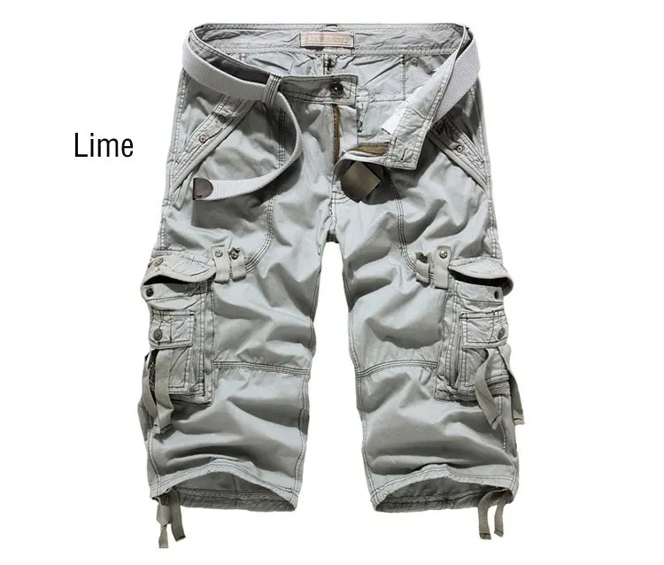 Summer Pure Cotton Men's Cropped Pants Oversized Casual Shorts Multi Pocket Tooling Capri Pants Men Cargo Pant AF5820