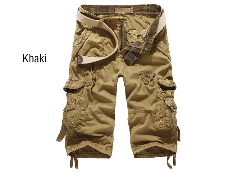 Summer Pure Cotton Men's Cropped Pants Oversized Casual Shorts Multi Pocket Tooling Capri Pants Men Cargo Pant AF5820