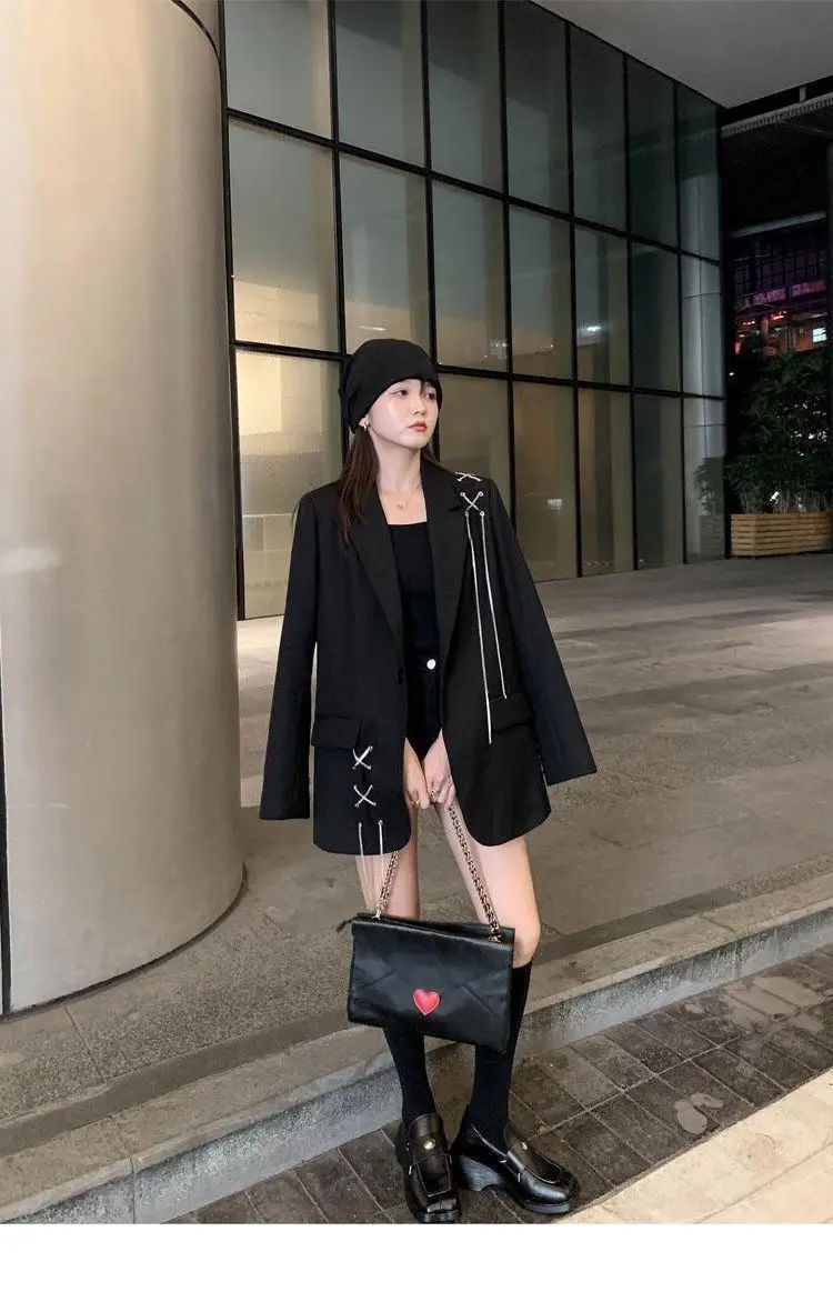 2025 Black Suit Jacket for Women New Design High Street Wear Casual Blazers Female