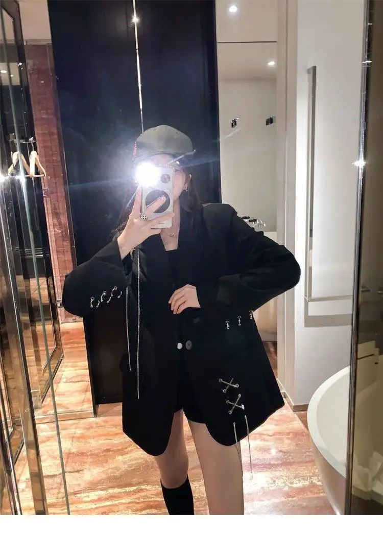2025 Black Suit Jacket for Women New Design High Street Wear Casual Blazers Female