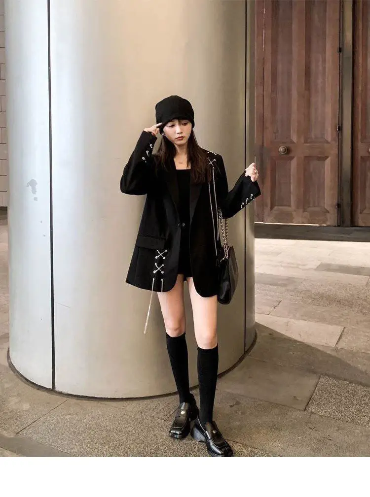 2025 Black Suit Jacket for Women New Design High Street Wear Casual Blazers Female