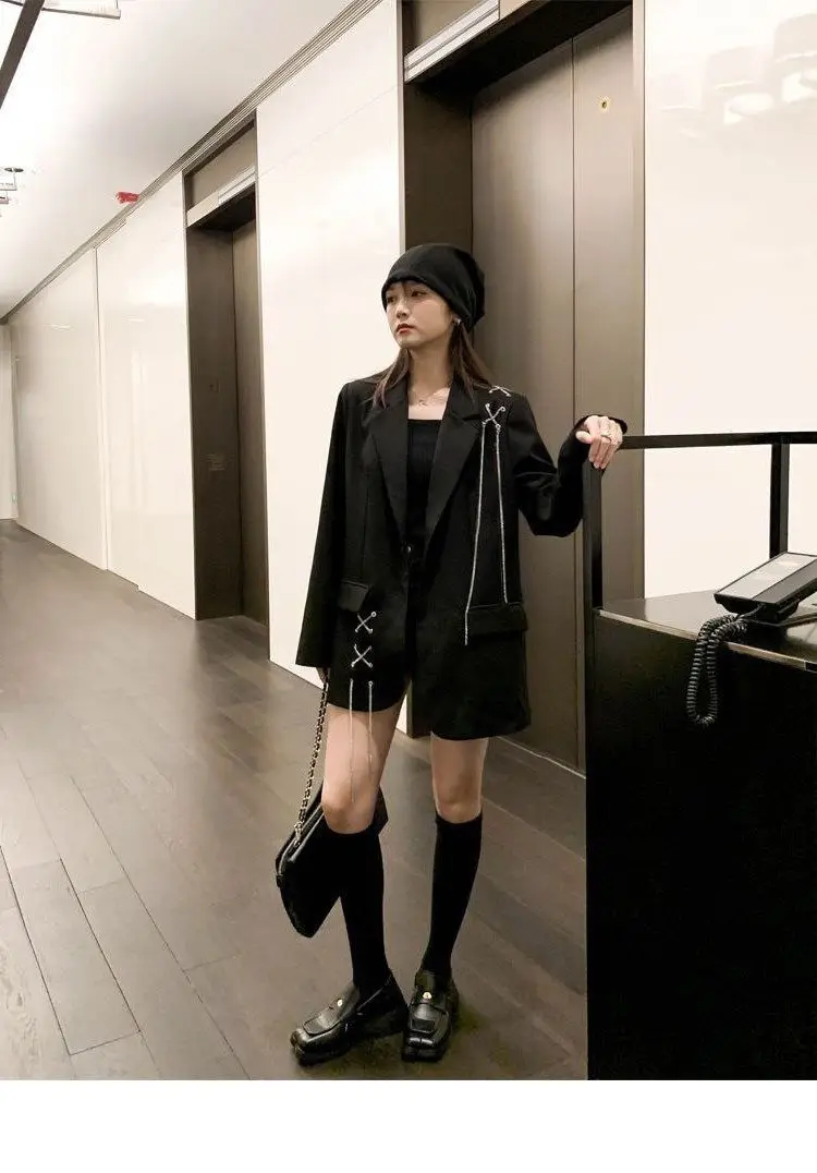 2025 Black Suit Jacket for Women New Design High Street Wear Casual Blazers Female