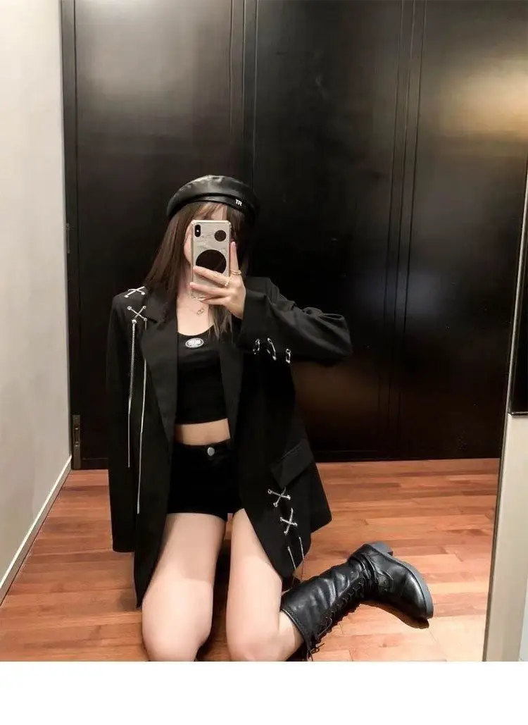 2025 Black Suit Jacket for Women New Design High Street Wear Casual Blazers Female