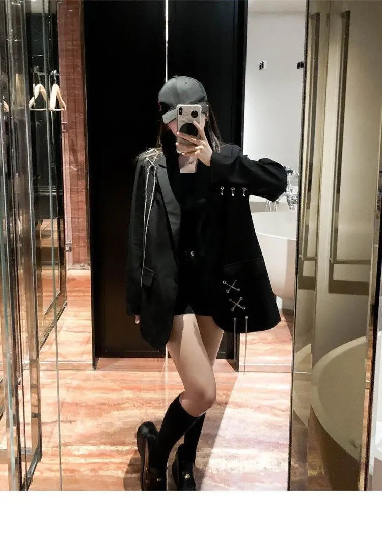 2025 Black Suit Jacket for Women New Design High Street Wear Casual Blazers Female