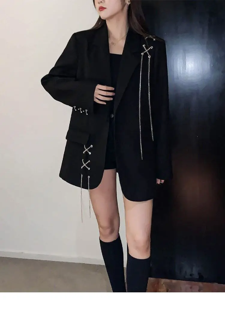 2025 Black Suit Jacket for Women New Design High Street Wear Casual Blazers Female