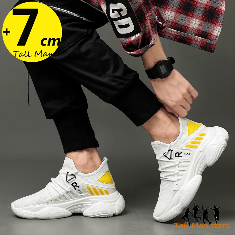 Man Lift Sneakers Elevator Height Increase Insole 7-8cm Shoes for Men Mesh Summer