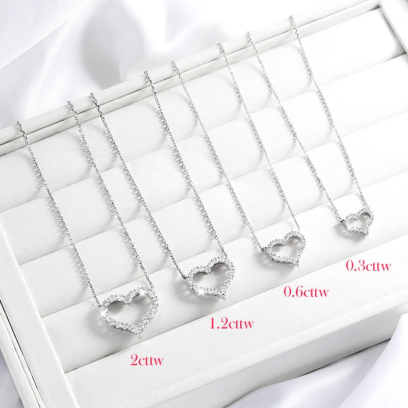 Smyoue 2CT Pass Tested Moissanite Heart Necklace for Women S925 Silver Plated Platinum Simulated Diamonds Pendant Birthday Gift