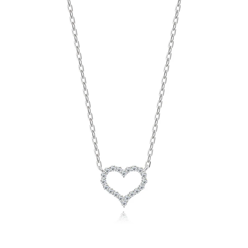 Smyoue 2CT Pass Tested Moissanite Heart Necklace for Women S925 Silver Plated Platinum Simulated Diamonds Pendant Birthday Gift