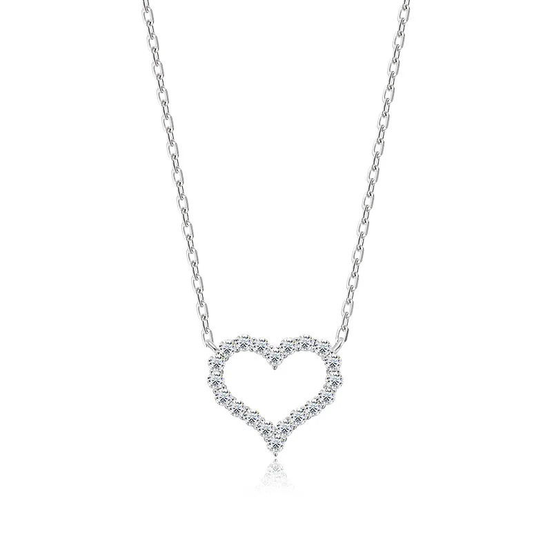 Smyoue 2CT Pass Tested Moissanite Heart Necklace for Women S925 Silver Plated Platinum Simulated Diamonds Pendant Birthday Gift