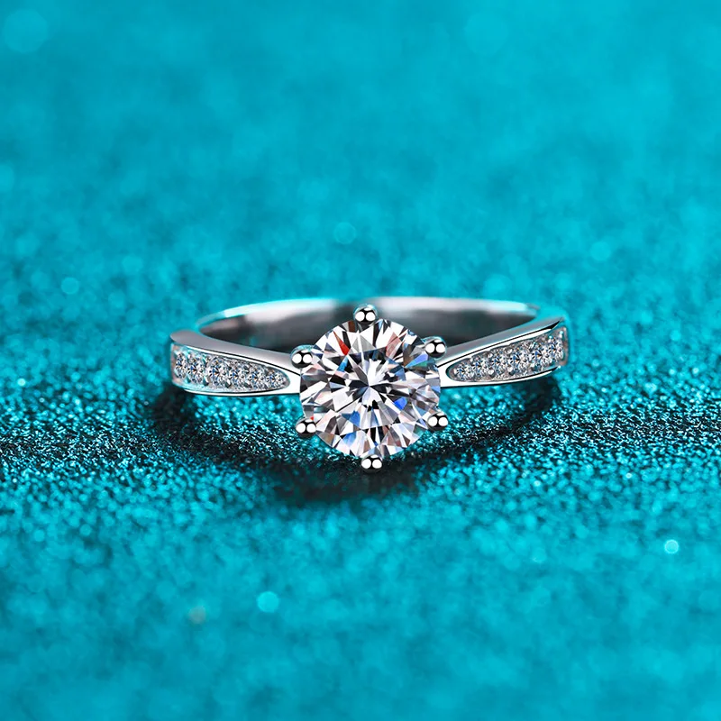 NKHOG Real 3 Carat Moissanite Rings For Women 925 Sterling Silver Classic 6 Claws Engagement Band Jewelry Romantic Wedding Ring