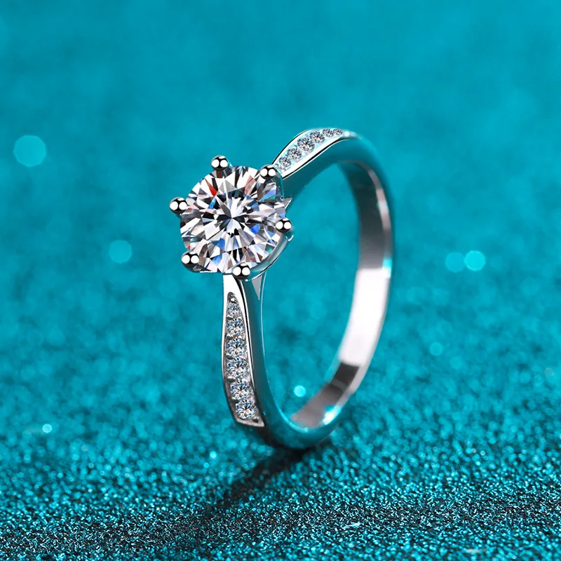 NKHOG Real 3 Carat Moissanite Rings For Women 925 Sterling Silver Classic 6 Claws Engagement Band Jewelry Romantic Wedding Ring