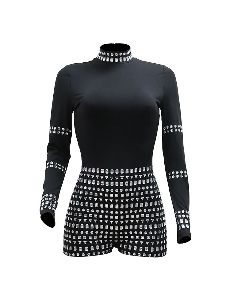 Wmstar Summer Clothes Women 2024 Leisure Party Fashion Hot Diamond Slim Fit Long Sleeved Jumpsuit for Wholesale Dropshipping