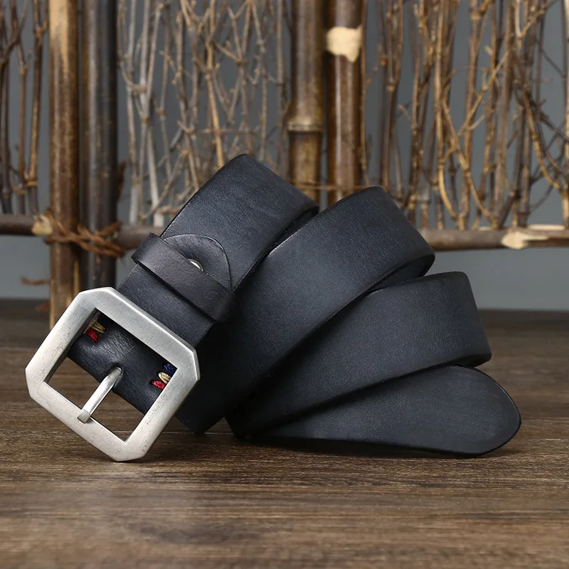 3.8CM Thick Cowhide Genuine Leather Casual Jeans Belt Men High Quality Stainless Steel Buckle Luxury Male Strap Cowboy Cintos