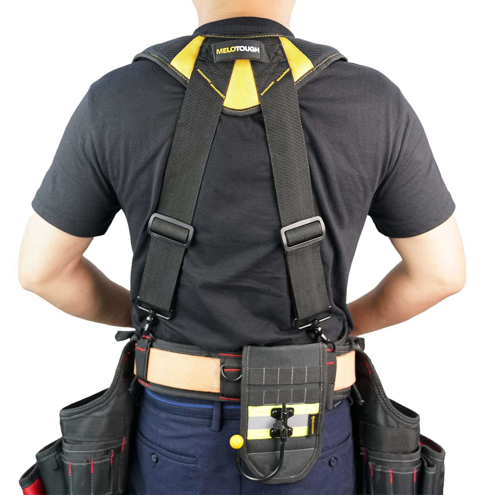 MELOTOUGH Magnetic Suspenders Tool Belt Suspenders with Large Moveable Phone Holder