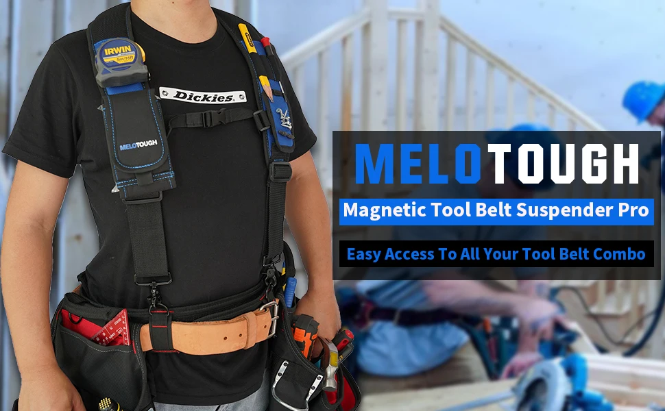 MELOTOUGH Magnetic Suspenders Tool Belt Suspenders with Large Moveable Phone Holder