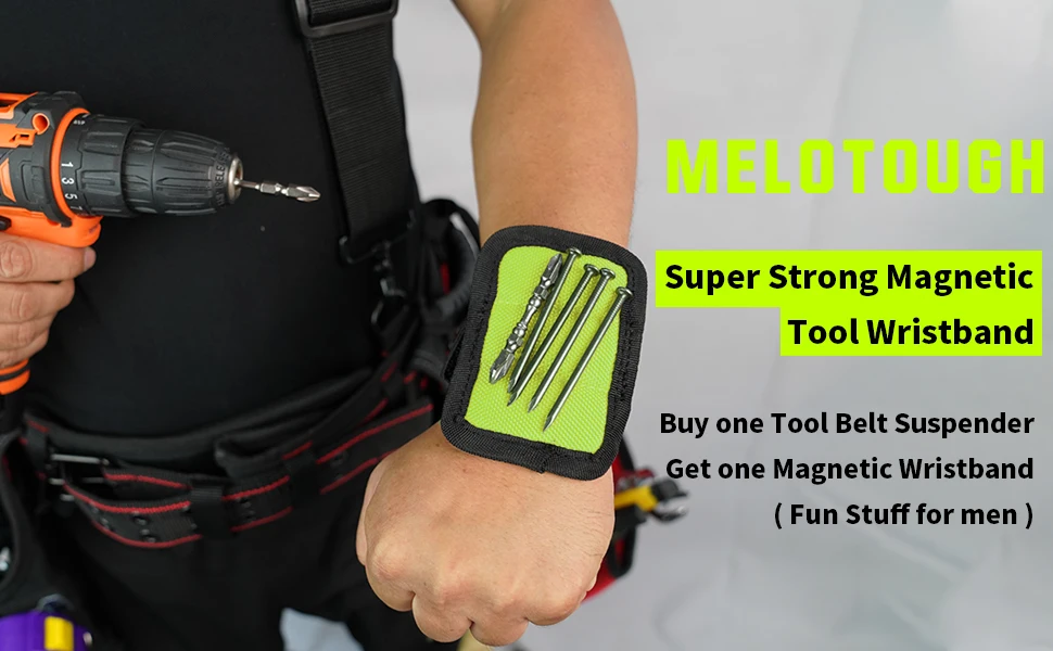 MELOTOUGH Magnetic Suspenders Tool Belt Suspenders with Large Moveable Phone Holder