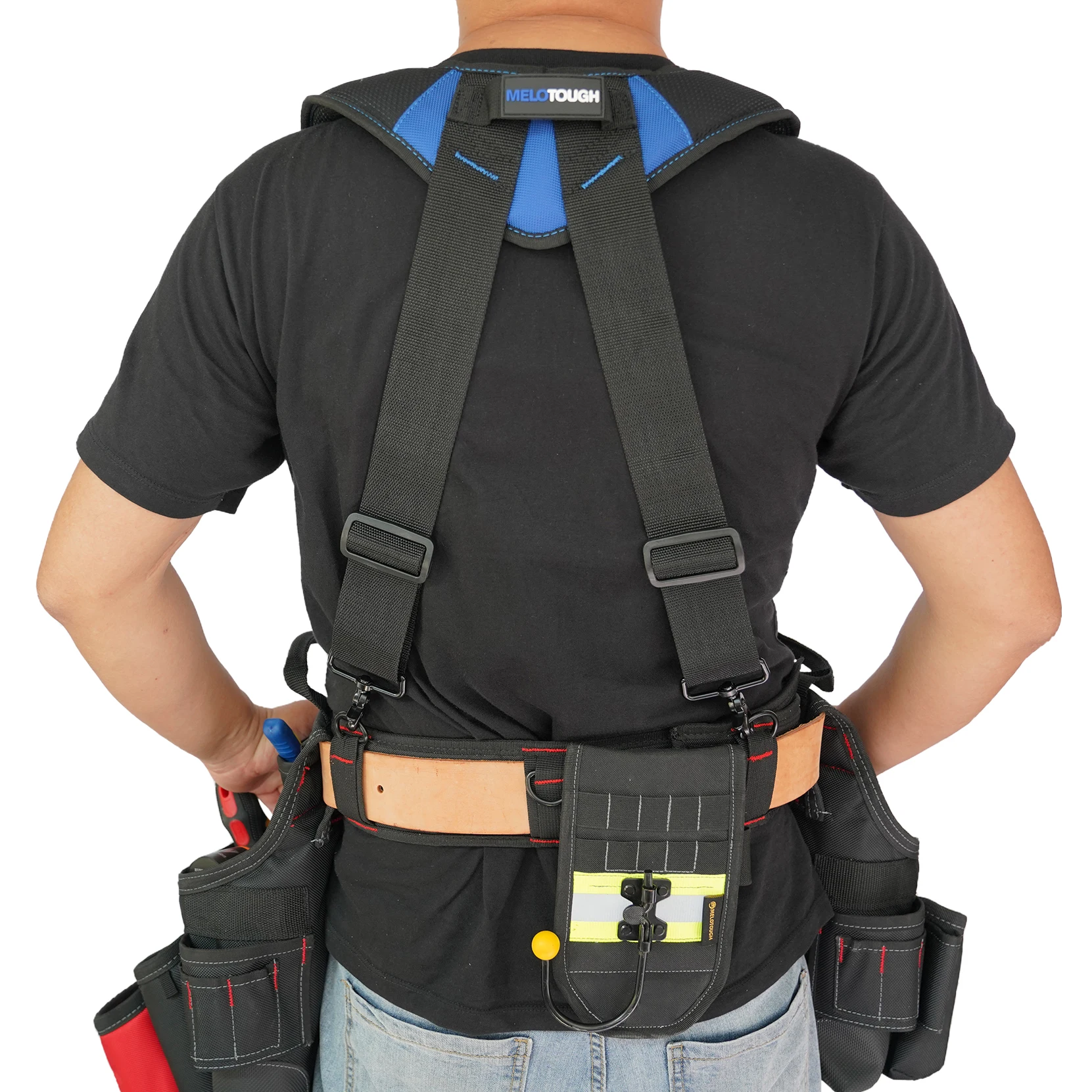 MELOTOUGH Magnetic Suspenders Tool Belt Suspenders with Large Moveable Phone Holder