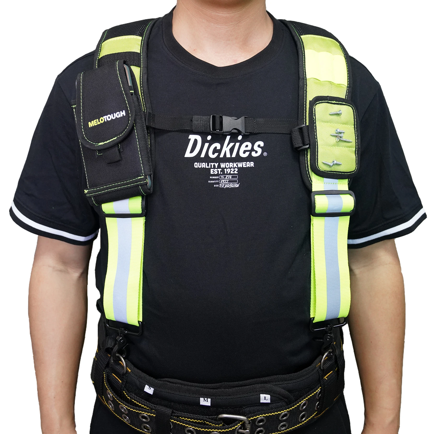 MELOTOUGH Magnetic Suspenders Tool Belt Suspenders with Large Moveable Phone Holder