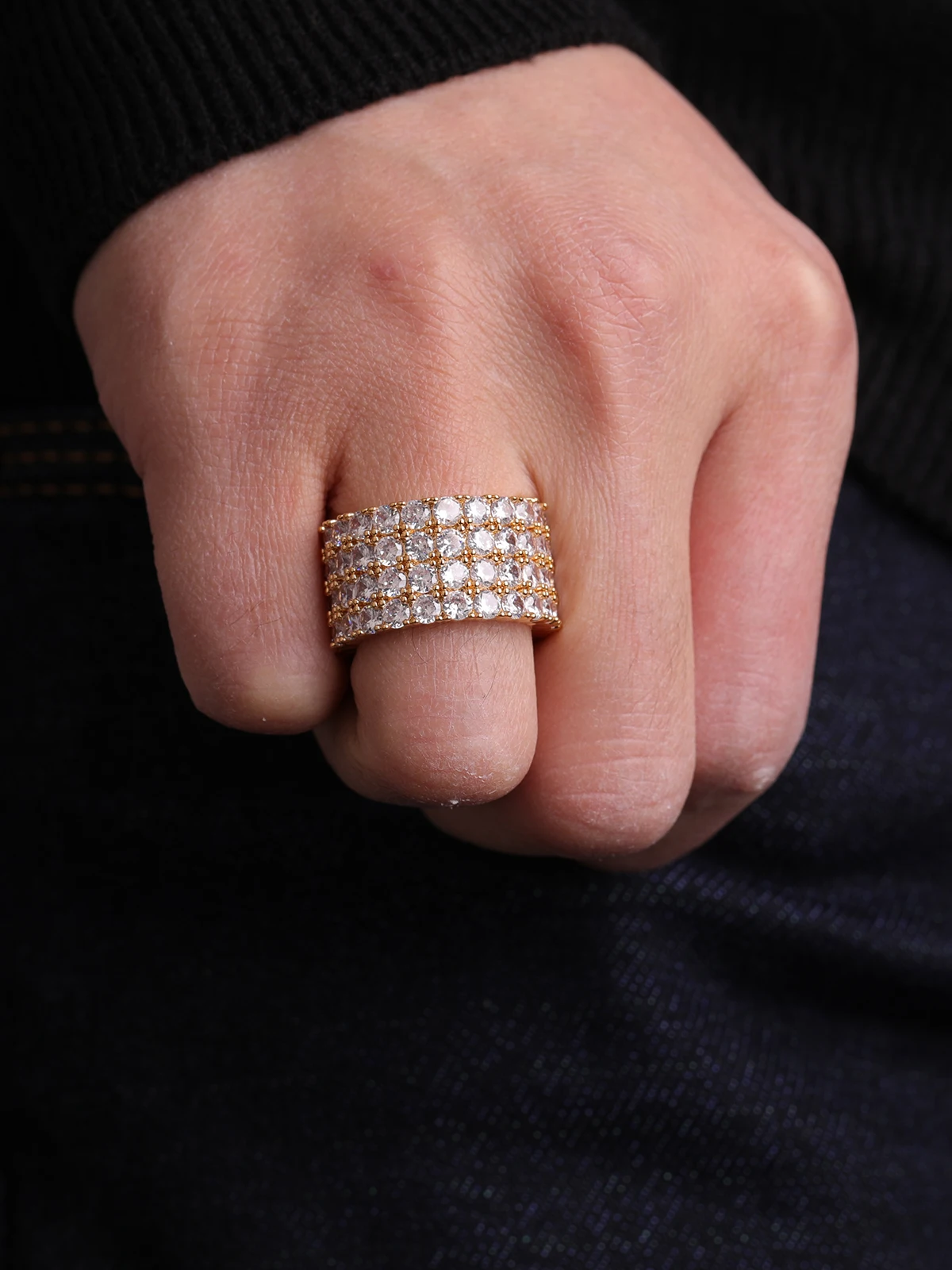 Aokaishen Ring for Men Gold Color Hip Hop Rock Street Jewelry Charming
